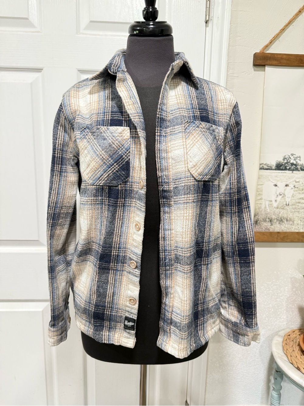 Brooklyn Cloth Co Blue and White Flannel Shirt